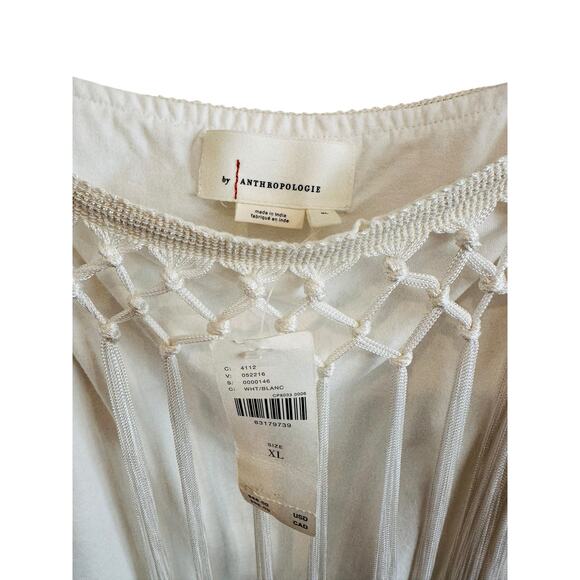 Anthropologie Lots of Fringe Spaghetti Strap Sleeveless White Cami Top Size XL - Picture 7 of 9